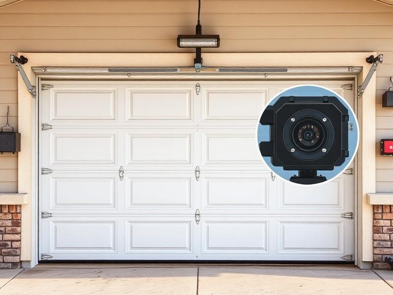 Garage door safety features including photo eye sensors