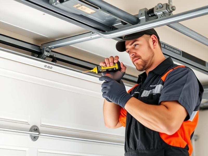 Garage door maintenance service including track lubrication and roller inspection